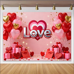 Lofaris Rosa Rot Herzballons Love Text Fotohintergrund Valentinstag Jahrestag Deko