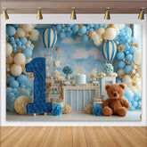 Lofaris Blau Weiß Heißluftballon 1. Geburtstag Fotohintergrund Teddybär Nummer Eins
