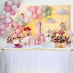 Lofaris Rosa Minzgrün Feengarten 1. Geburtstag Fotohintergrund Pilze Ballons Deko
