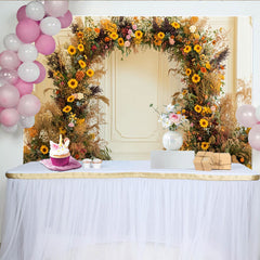 Lofaris Rustikale Sonnenblume Pampasgras Blumenbogen Fotohintergrund Boho Hochzeit Deko