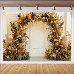 Lofaris Rustikale Sonnenblume Pampasgras Blumenbogen Fotohintergrund Boho Hochzeit Deko