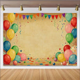 Lofaris Bunte Ballons Wimpelketten Fotohintergrund Vintage Braunes Konfetti Geburtstag