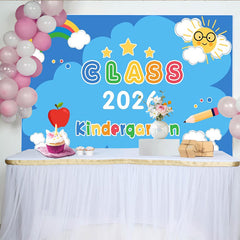 Lofaris Lebendig Kindergarten Abschlussklasse 2026 Fotohintergrund Regenbogen Sonne Apfel