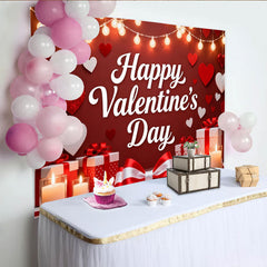 Lofaris Romantisch Roter Valentinstag Fotohintergrund Herzen Lichterkette Geschenkboxen Deko