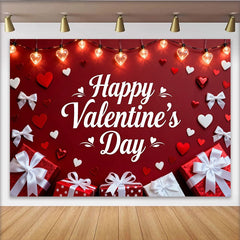 Lofaris Valentinstag Rot Weiße Herzen Geschenkboxen Fotohintergrund Romantische Liebe Deko