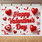 Lofaris Roter 3D Valentinstag Fotohintergrund Herzen Ballons Konfetti Romantische Feier Deko