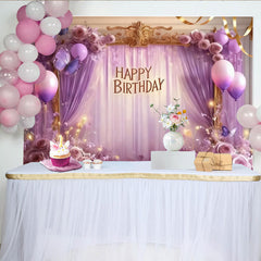 Lofaris Lila Lavendel Geburtstag Fotohintergrund Schmetterlinge Rosen Ballons Gold Rahmen