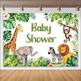 Lofaris Aquarell Dschungel-Safari-Hintergrund mit niedlichen Tieren, ideal für Babyparty und Kindergeburtstag, Fotokulisse