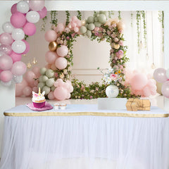 Lofaris Rosa Salbeigrün Blumen-Ballonbogen Fotohintergrund für Feiern, traumhafte Kulisse für Fotoshootings und Eventdekoration
