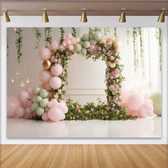 Lofaris Rosa Salbeigrün Blumen-Ballonbogen Fotohintergrund für Feiern, traumhafte Kulisse für Fotoshootings und Eventdekoration