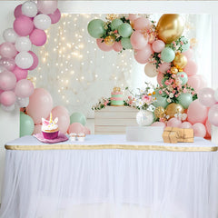 Lofaris Pastellrosa Mintgrün Erster Geburtstag Fotohintergrund mit Ballons, elegante Kulisse für Baby Fotoshooting und Party Dekoration