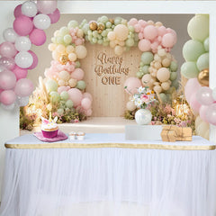 Lofaris Pastellfarbener 1. Geburtstag Hintergrund mit Luftballons und Blumen für Baby Mädchen, süße Fotowand für Fotoshooting