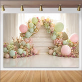 Lofaris Pastellfarbener Babyparty Hintergrund mit Blumen und Luftballons, elegante Fotowand für Fotoshooting und Dekoration