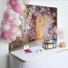 Lofaris Pastell Blumen Babyparty Hintergrund für Mädchen mit Luftballons, elegante Fotowand für verträumte Babyparty-Dekoration