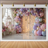 Lofaris Pastell Blumen Babyparty Hintergrund für Mädchen mit Luftballons, elegante Fotowand für verträumte Babyparty-Dekoration