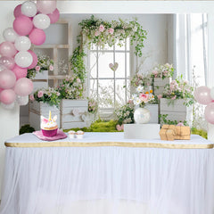 Lofaris Romantischer Blumen Fotohintergrund mit Herzen und Rosen, frühlingshafte Kulisse für Fotoshooting Babyparty und Hochzeit