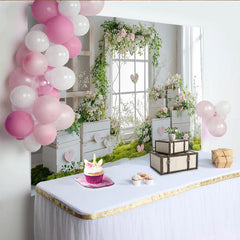 Lofaris Romantischer Blumen Fotohintergrund mit Herzen und Rosen, frühlingshafte Kulisse für Fotoshooting Babyparty und Hochzeit