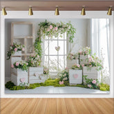 Lofaris Romantischer Blumen Fotohintergrund mit Herzen und Rosen, frühlingshafte Kulisse für Fotoshooting Babyparty und Hochzeit