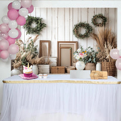 Lofaris Boho Holzwand Fotohintergrund mit Pampasgras und Eukalyptus, natürliche Kulisse für Porträts und Babypartys