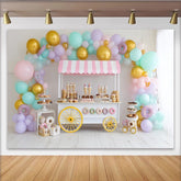 Lofaris Pastellfarbener Süßigkeiten Geburtstagshintergrund mit Luftballons, festliche Fotowand für Kindergeburtstag Partydekoration