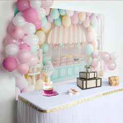 Lofaris Pastellfarbener Ballon Süßigkeitenstand Fotohintergrund für Kinder, süße Kulisse für Babyparty und Fotoshooting
