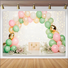 Lofaris Pastell Luftballonbogen Babyparty Hintergrund für Mädchen Jungen, zarte Blumen Fotowand für Fotoshooting und Kindergeburtstag