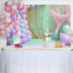 Lofaris Meerjungfrau Geburtstagshintergrund Pastell Luftballons, verträumte Unterwasserwelt Kulisse für Mädchen Party