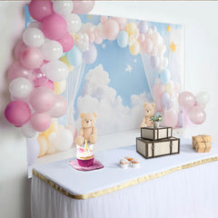 Lofaris Traumhafter Pastellwolken Babyparty Hintergrund mit Luftballons und Sternen, niedliche Fotowand für Neugeborene und Kinder