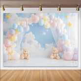 Lofaris Traumhafter Pastellwolken Babyparty Hintergrund mit Luftballons und Sternen, niedliche Fotowand für Neugeborene und Kinder
