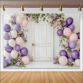 Lofaris Rustikaler Lila Rosa Creme Blumen-Ballonbogen Fotohintergrund, elegante Kulisse für Fotoshooting und Partydekoration