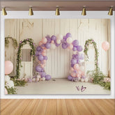 Lofaris Rosa Lila Luftballonbogen Geburtstagshintergrund für Mädchen, wunderschöne Fotowand für Partydekoration und Fotoshooting