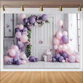 Lofaris Rosa Lila Blumen Ballon Geburtstagshintergrund für Mädchen, zauberhafte Partydekoration für Fotoshooting und Feier
