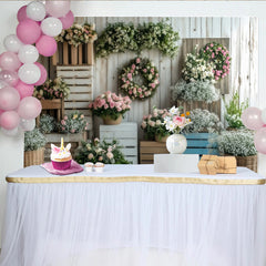 Lofaris Rustikaler Blumenfotohintergrund mit Holzwand und Rosen, zarte Kulisse für professionelle Fotografie und Eventdekoration