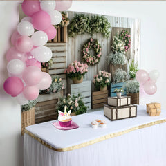 Lofaris Rustikaler Blumenfotohintergrund mit Holzwand und Rosen, zarte Kulisse für professionelle Fotografie und Eventdekoration