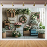 Lofaris Rustikaler Blumenfotohintergrund mit Holzwand und Rosen, zarte Kulisse für professionelle Fotografie und Eventdekoration