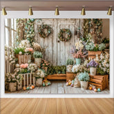 Lofaris Rustikaler Oster-Hintergrund mit Pastellblumen und Ostereiern, wunderschöne Kulisse für Frühlings-Fotoshootings und Feiern