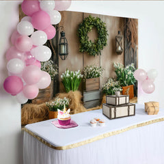 Lofaris Rustikaler Frühlings-Fotohintergrund mit weißen Blumen und Holzstruktur, natürliche Kulisse für professionelle Fotoshootings