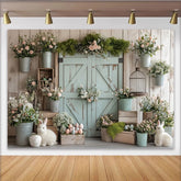 Lofaris Rustikaler Osterhintergrund mit Hasen und Pastell-Ostereiern, frühlingshafte Fotokulisse für Fotoshootings und Dekoration