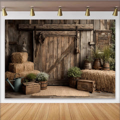 Lofaris Rustikaler Scheunen-Fotohintergrund mit Holz und Heu, Vintage Bauernhof Kulisse für professionelle Porträts und Dekoration