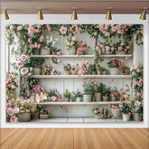 Lofaris Romantischer Blumenwand Fotohintergrund mit rosa Rosen und Schmetterlingen, elegante Kulisse für Frühlingsfotoshootings und Hochzeiten