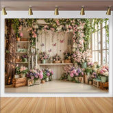 Lofaris Romantischer Frühlingsblumen Fotohintergrund mit rosa und lila Blüten, elegante Kulisse für Porträts und Frühlingsfotoshootings