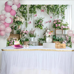 Lofaris Frühlingshafter Blumenhintergrund mit Schmetterlingen, weiße Holzwand Kulisse für Fotoshooting und Partydekoration