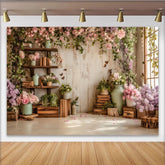 Lofaris Rustikaler Blumen Fotohintergrund mit rosa und lila Blüten, elegante Kulisse für Frühlings- und Porträtfotografie