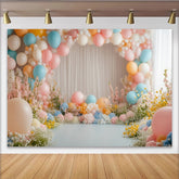 Lofaris Blumen-Luftballon-Geburtstagshintergrund in Pastellfarben für Mädchen, wunderschöne Partydekoration und Fotokulisse für Babyparty