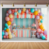 Lofaris Bunter Zuckerland Fotohintergrund mit Pastell-Luftballons, bezaubernde Kulisse für Kindergeburtstag und Fotoshooting