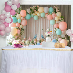 Lofaris Zarter Pastell Babyparty Hintergrund mit Blumen und Vögeln, elegante Fotokulisse für Feierlichkeiten und Fotoshootings