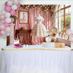 Lofaris Romantischer Prinzessinnen-Zimmer Hintergrund mit rosa Rosen, eleganter Fotohintergrund für Porträts und Fotoshootings