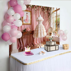 Lofaris Romantischer Prinzessinnen-Zimmer Hintergrund mit rosa Rosen, eleganter Fotohintergrund für Porträts und Fotoshootings