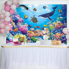 Lofaris Lebendiger Unterwasserwelt-Hintergrund mit bunten Korallen und Meerestieren, perfekte Kulisse für Fotostudio und Kinderparty