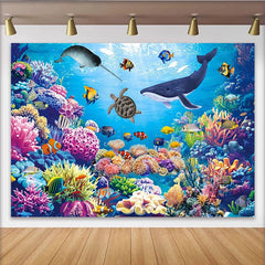 Lofaris Lebendiger Unterwasserwelt-Hintergrund mit bunten Korallen und Meerestieren, perfekte Kulisse für Fotostudio und Kinderparty